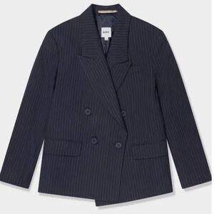 BOSS - Double Breasted Pin Stripe Suit Jacket - Navy